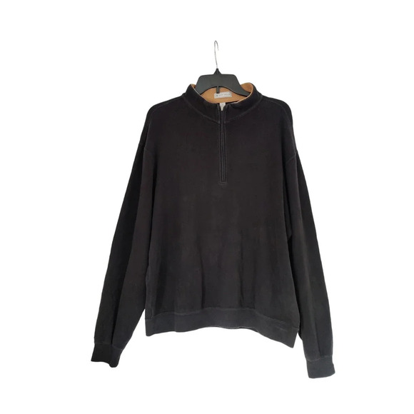 Peter Millar Pullover Black Long Sleeve Sweatshirt 1/4 Zip Size L 100% Cotton - Picture 6 of 6